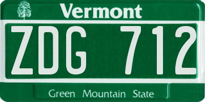 VT license plate ZDG712