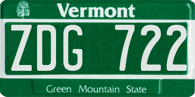 VT license plate ZDG722
