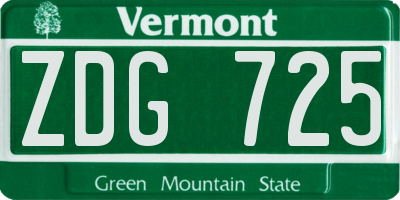 VT license plate ZDG725