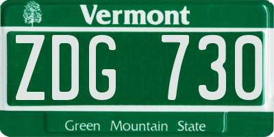 VT license plate ZDG730