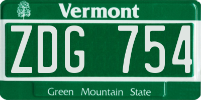 VT license plate ZDG754