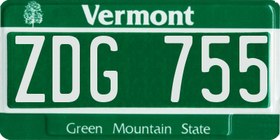 VT license plate ZDG755