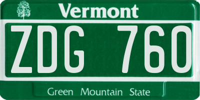 VT license plate ZDG760