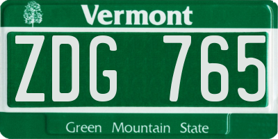 VT license plate ZDG765
