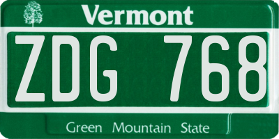VT license plate ZDG768