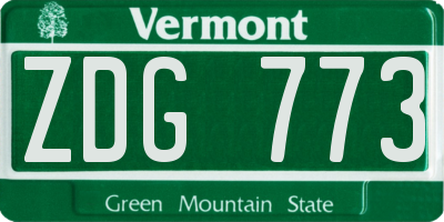 VT license plate ZDG773