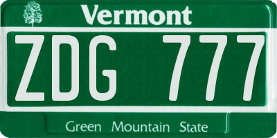 VT license plate ZDG777