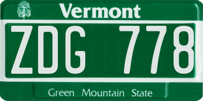 VT license plate ZDG778