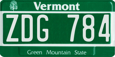 VT license plate ZDG784