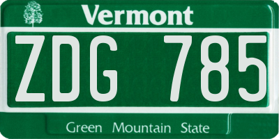 VT license plate ZDG785