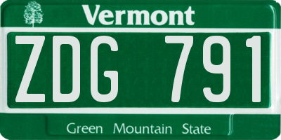 VT license plate ZDG791