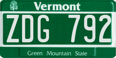 VT license plate ZDG792