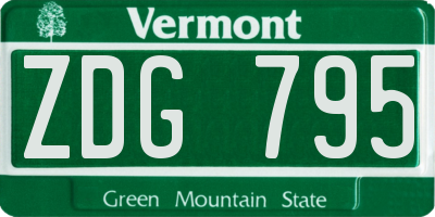 VT license plate ZDG795