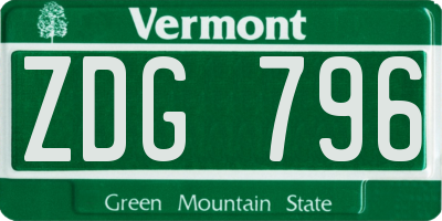 VT license plate ZDG796