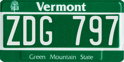 VT license plate ZDG797