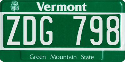 VT license plate ZDG798