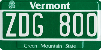 VT license plate ZDG800