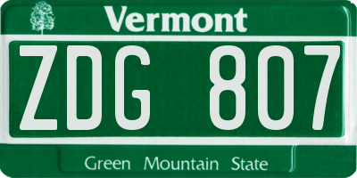 VT license plate ZDG807