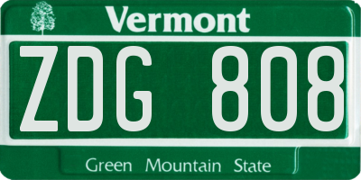 VT license plate ZDG808