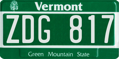 VT license plate ZDG817