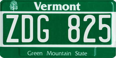 VT license plate ZDG825