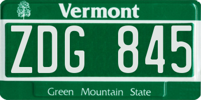 VT license plate ZDG845
