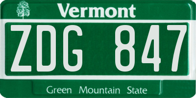 VT license plate ZDG847