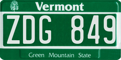 VT license plate ZDG849