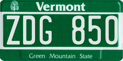 VT license plate ZDG850
