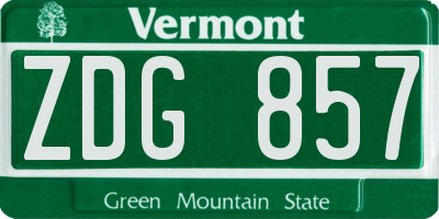 VT license plate ZDG857