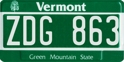 VT license plate ZDG863