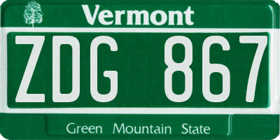VT license plate ZDG867