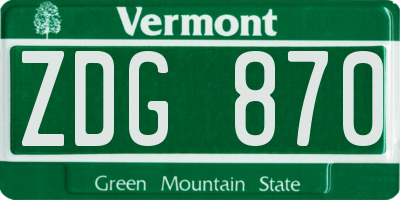 VT license plate ZDG870