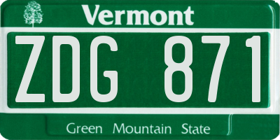 VT license plate ZDG871