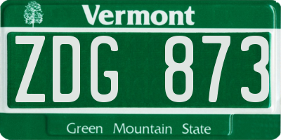 VT license plate ZDG873
