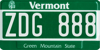 VT license plate ZDG888