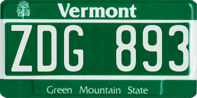 VT license plate ZDG893