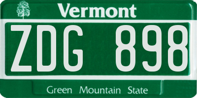VT license plate ZDG898