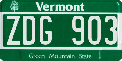 VT license plate ZDG903