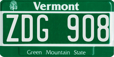VT license plate ZDG908