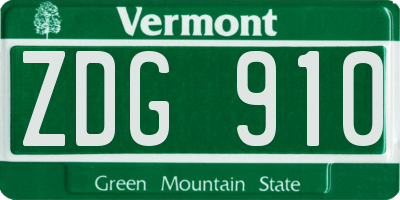 VT license plate ZDG910