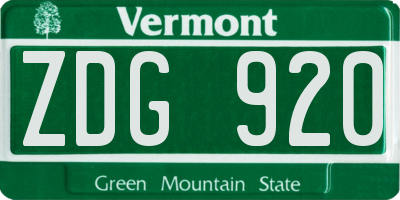 VT license plate ZDG920