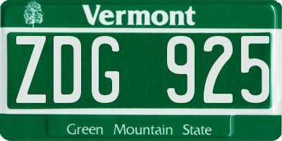 VT license plate ZDG925