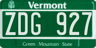 VT license plate ZDG927