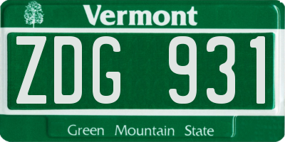 VT license plate ZDG931