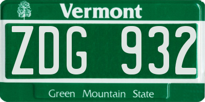 VT license plate ZDG932