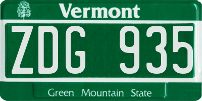 VT license plate ZDG935