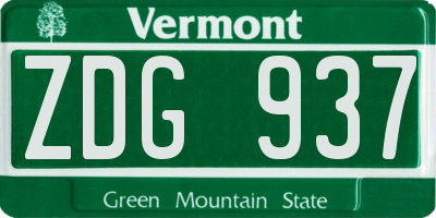 VT license plate ZDG937