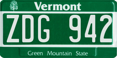 VT license plate ZDG942