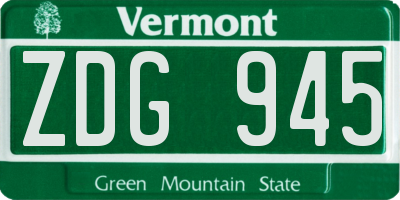 VT license plate ZDG945